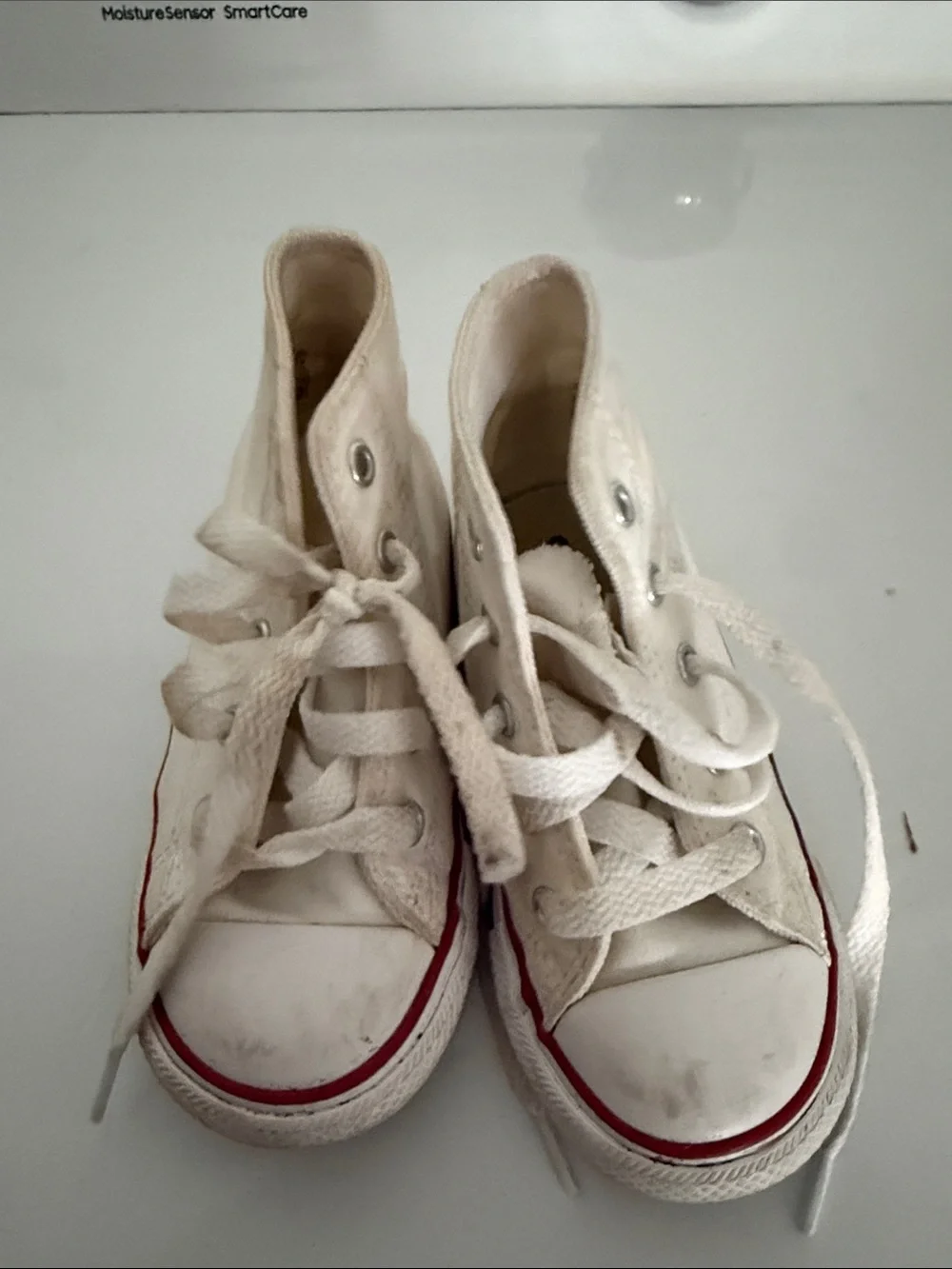 Converse Kids White High-Top Sneakers with Red Stripe